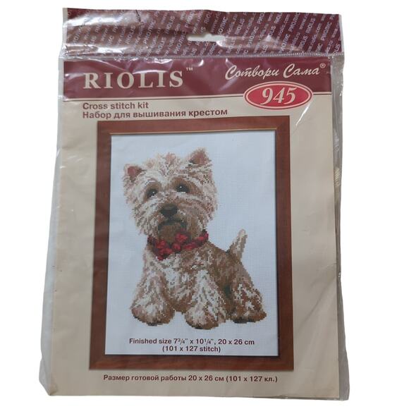 New Riolis Cross Stitch Kit Dog Terrier 945 West Highland Made in Moscow Russia - Picture 2 of 4